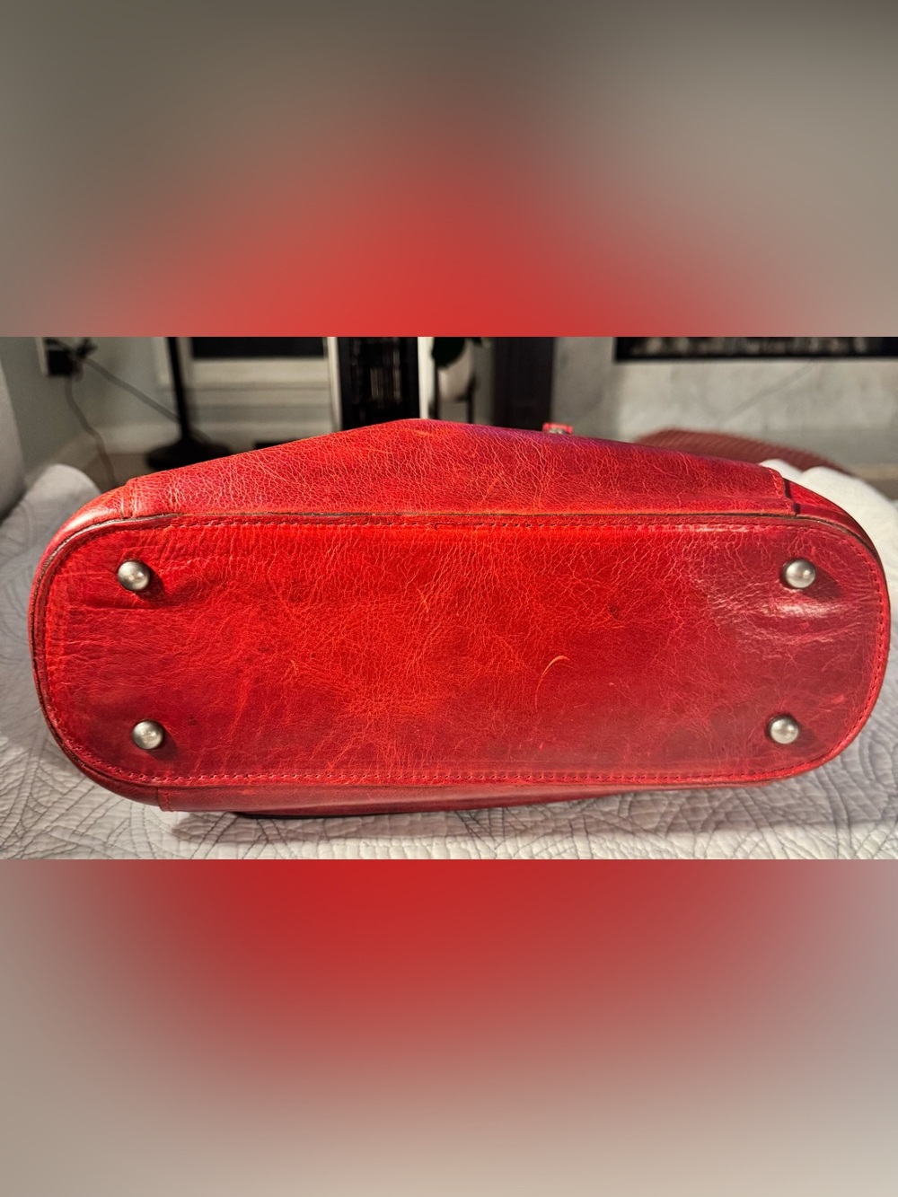 Patricia Nash Bolsena Red Distressed Leather Tote Shoulder Bag Vintage Inspired - Picture 13 of 15